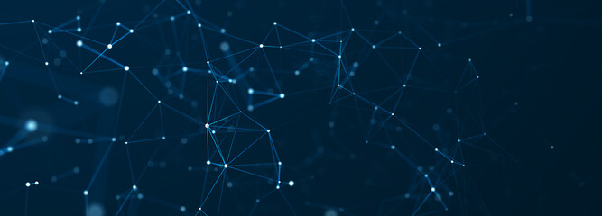 Fototapeta premium Abstract digital background of points and lines. Glowing plexus. Big data. Network or connection. Abstract technology science background. 3d rendering