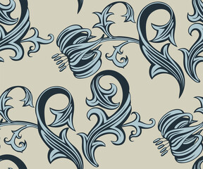 Vector ornamental hand drawing decorative baroque background. Ethnic seamless pattern ornament. Vector pattern. - 427533912
