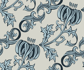 Vector ornamental hand drawing decorative baroque background. Ethnic seamless pattern ornament. Vector pattern. - 427534342