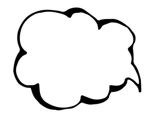vector isolated element of the empty speech bubble in the doodle style. hand drawn comic style bubble speech black outline outline line on white background spiral line for design template with empty s