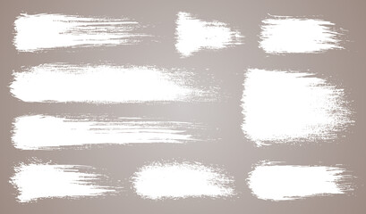  set of grunge artistic brush strokes, brushes. Creative design elements. Grunge watercolor wide brush strokes. White collection isolated on white background