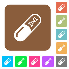 Medicine with dna molecule rounded square flat icons