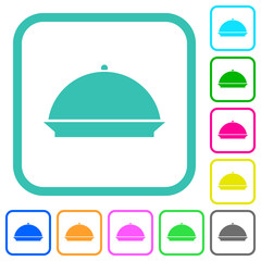 Food tray vivid colored flat icons