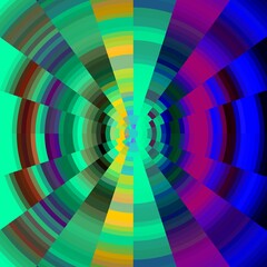 Obraz premium Green blue yellow circular design background with rainbow