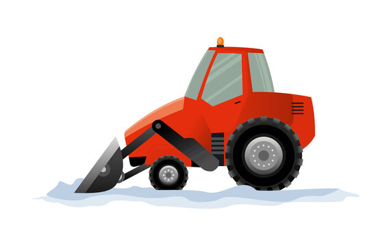recommend clip art: Heavy Equipment cleans the road from the snow. Road works. Snowplow equipment isolated on white background. Excavator bulldozer snowblower transportation
