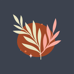 Vector modern floral arrangement background. Cute delicate botanical illustration with leaves and plants.