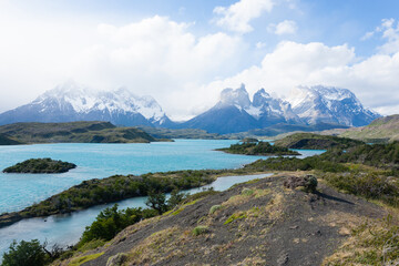Naklejka na ściany i meble Chilean Patagonia landscape, Torres del Paine National Park