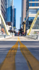 Yellow lines over bridge