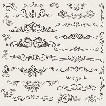 set of calligraphic design elements and page decorations.