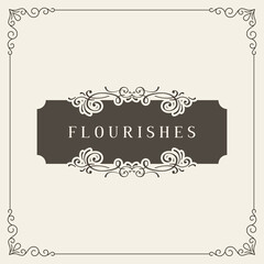 Vintage certificate. Ornamental greeting card template. Retro wedding invitations, advertising or other design and place for your text. Flourishes frame