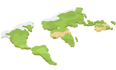 Concept of Global logistics network. 3d isometric map. illustration. Color world map