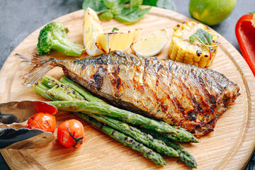 grilled mackerel with vegetables