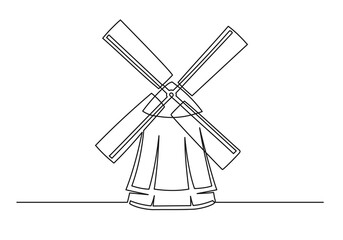 Continuous one line drawing of an vintage mill © MegaShabanov