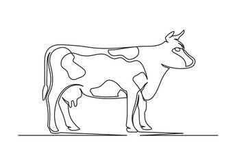 Continuous one line drawing of an cow