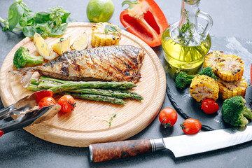 grilled mackerel with vegetables