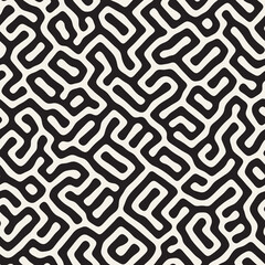 Vector seamless pattern. Monochrome organic shapes texture. Abstract rounded messy lines stylish background.