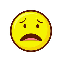 Fototapeta premium Cute social media anguished face emoji on white background. Royalty Free.