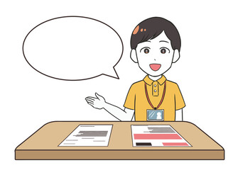 説明する　男性介護士　吹き出し