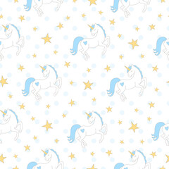 seamless texture with unicorns and stars 