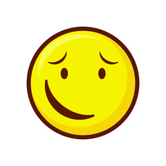 Cute social media smirking face emoji on white background. Royalty Free.