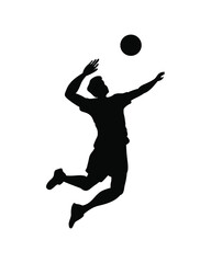 Man playing volleyball silhouette vector icon black on white