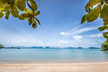 beach on paradise on the blue sky for perfect vacation and holidays in thailand 