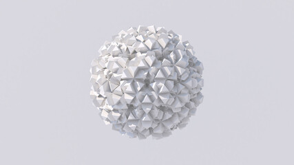 Abstract white sphere. White background, 3d render.