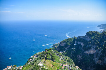 beautiful views of the Mediterranean Sea and the Amafli coast in Ravello, Italy, in summer. © Zane
