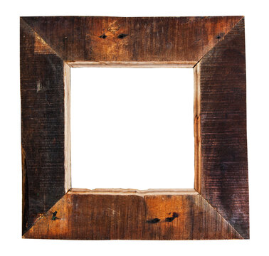 Rustic, vintage, shabby chic and full of character - wooden art picture frame, rejuvenated for upcycling & recycling concepts & ideas - isolated on white background for design.