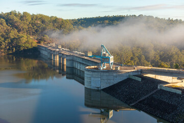 The Dam wall of a large fresh water reservoir in regional Australia