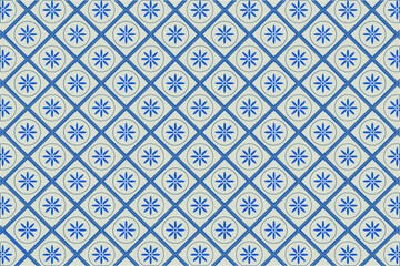 Vector repeating background of flowers and rhombuses