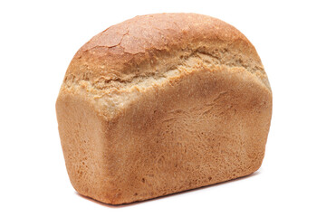 Loaf of wheat bread brick isolated on white