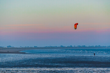 Kiteboarding in the sunset