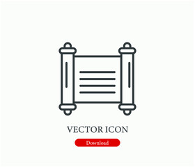 Scroll vector icon.  Editable stroke. Linear style sign for use on web design and mobile apps, logo. Symbol illustration. Pixel vector graphics - Vector
