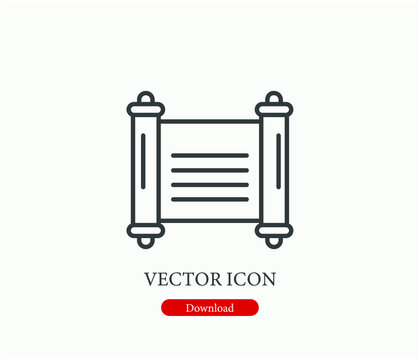 Scroll vector icon.  Editable stroke. Linear style sign for use on web design and mobile apps, logo. Symbol illustration. Pixel vector graphics - Vector