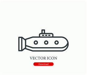 Submarine vector icon.  Editable stroke. Linear style sign for use on web design and mobile apps, logo. Symbol illustration. Pixel vector graphics - Vector
