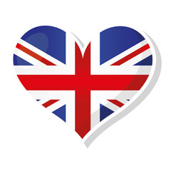 Flag of United Kingdom in heart shaped - Vector illustration