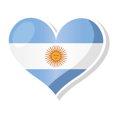 Flag of Argentina in heart shaped - Vector illustration