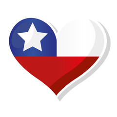 Flag of Chile in heart shaped - Vector illustration