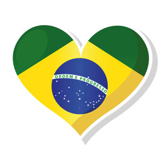 Fototapeta premium Flag of Brazil in heart shaped - Vector illustration