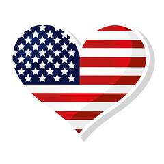 Fototapeta premium Flag of United States in heart shaped - Vector illustration