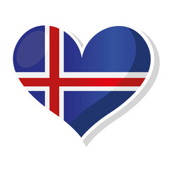 Flag of Iceland in heart shaped - Vector illustration