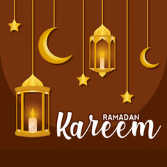 Ramadam Kareem poster. Muslim celebration - Vector illustration