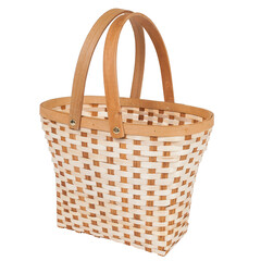 Empty wicker basket on white background.