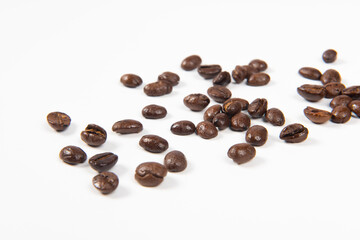 Coffee beans isolated on white background. close up.