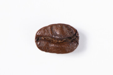 a coffee bean isolated on white background. close up.