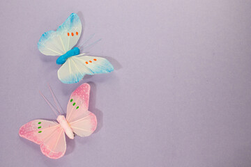 Butterflies on violet background