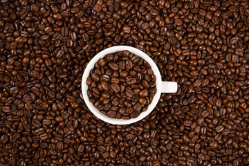 Coffee cup and coffee beans background