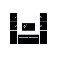 Living room glyph icon. Home furnishings. Interior design. Thin line customizable illustration. Contour symbol. Vector isolated outline drawing. Editable stroke