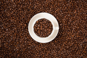 Coffee cup and coffee beans background